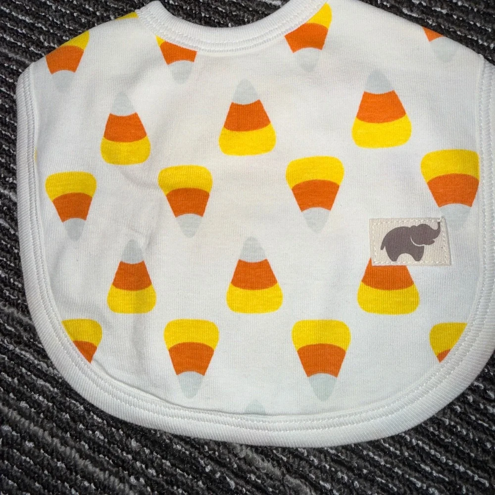 Monica + Andy Candy Corn Sleeper Bib Set Kids 9-12M New Organic Cotton Halloween